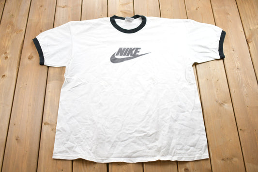 Vintage 1990s Nike Ringer Graphic T-Shirt / 90s Nike Swoosh / Streetwear / Vintage Athleisure / Brand and  Logo / 90's Nike