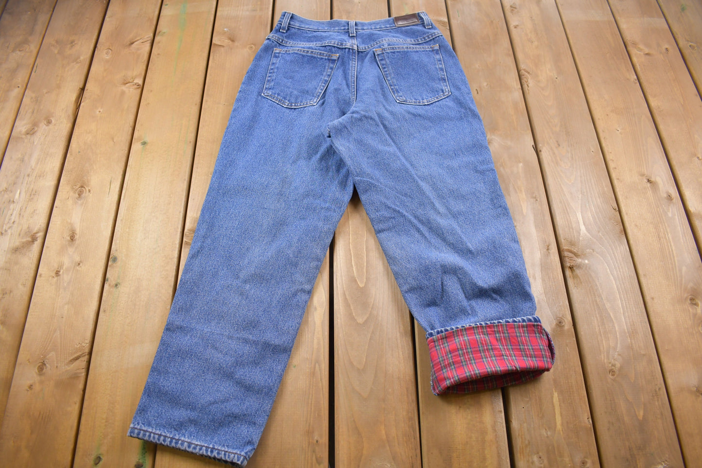 Vintage 1990s L.L Bean Plaid Cotton Lined Jeans 28 x 26 / Vintage Jeans / Vintage LL Bean / Relaxed Fit / Streetwear Fashion / Vintage Pants