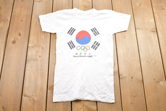 Vintage 1988 Seoul Olympics Graphic Ringer T-Shirt / Graphic / 80s / 90s / Streetwear / Retro Style / Ringer Tee / South Korea / Made In USA