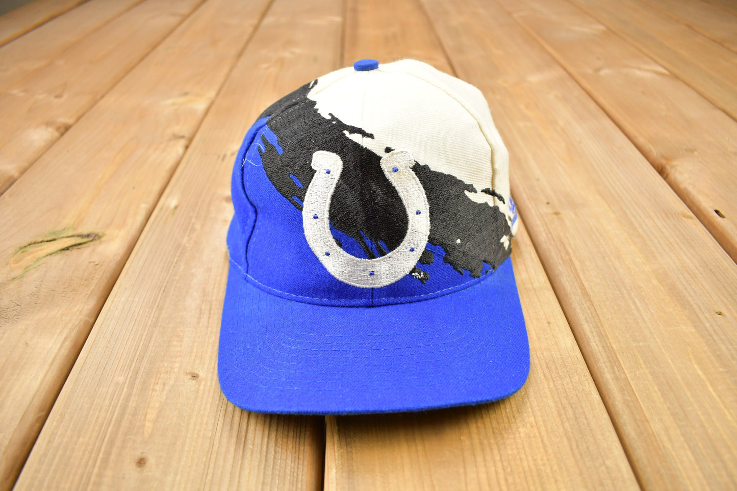 Vintage 1990s Indianapolis Colts NFL Logo Athletic Paint Splash Snap Back Hat