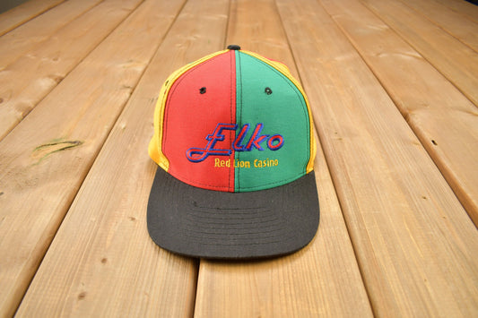 Vintage 1990s Elko Red Lion Casino Color Block Snap Back Hat