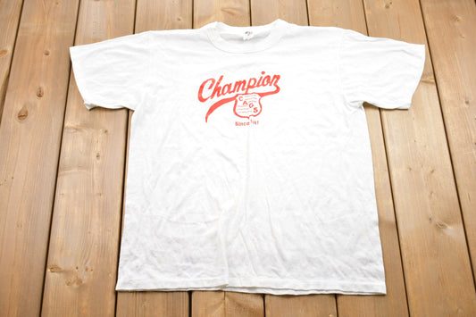 Vintage 1980s Champion Graphic T-Shirt / Graphic / 80s Streetwear / Retro Style / Single Stitch / Made In USA / Champion CAGS