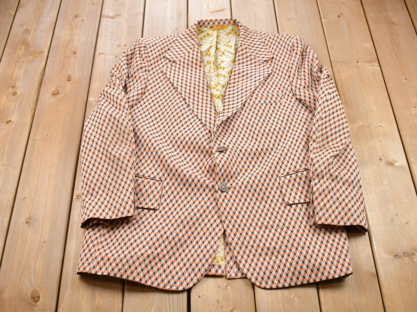 Vintage 1990s Diamond All Over Print Blazer Jacket