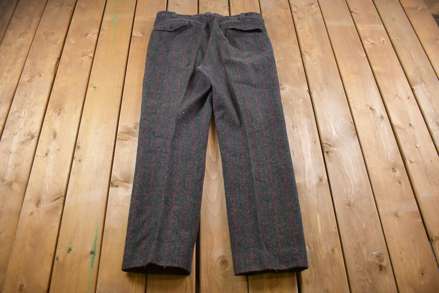 Vintage 1990's Pinstripe Plaid Wool Trousers 36 x 32 / Made in USA / American Vintage / Rare Vintage / Streetwear Fashion / Vintage Pants