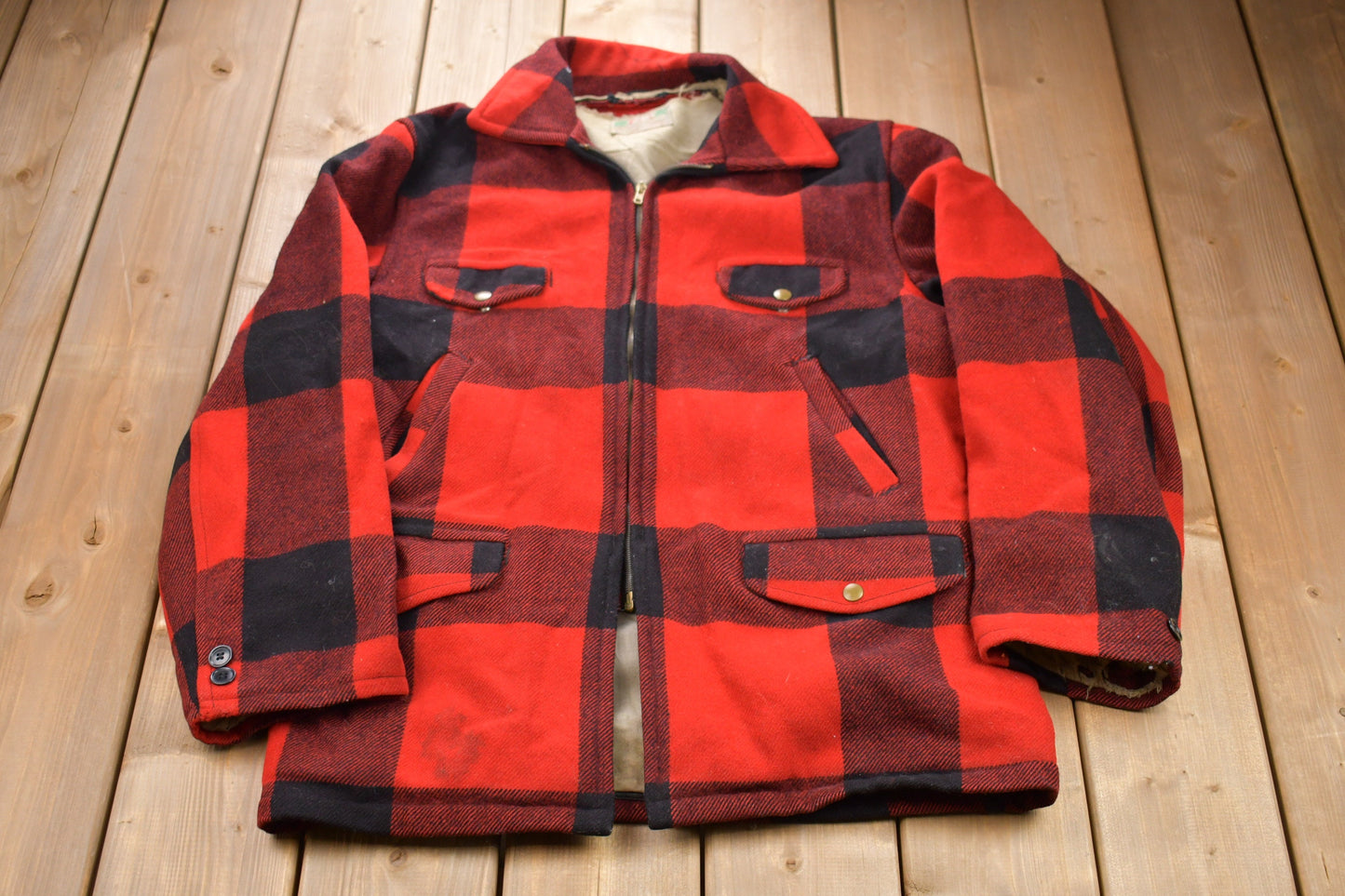 Vintage 1970s 100% Wool Plaid Jacket