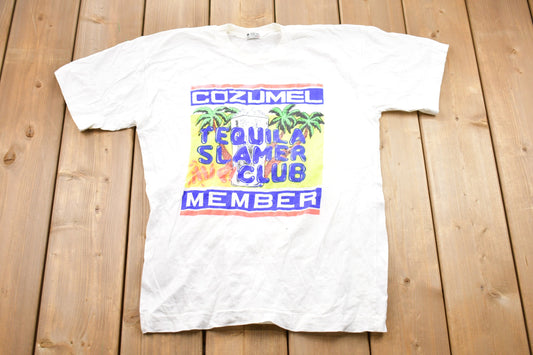 Vintage 1990s Cozumel Mexico Tequila Slamer Club Member Graphic T-Shirt / Graphic / Streetwear / Retro Style / Single Stitch