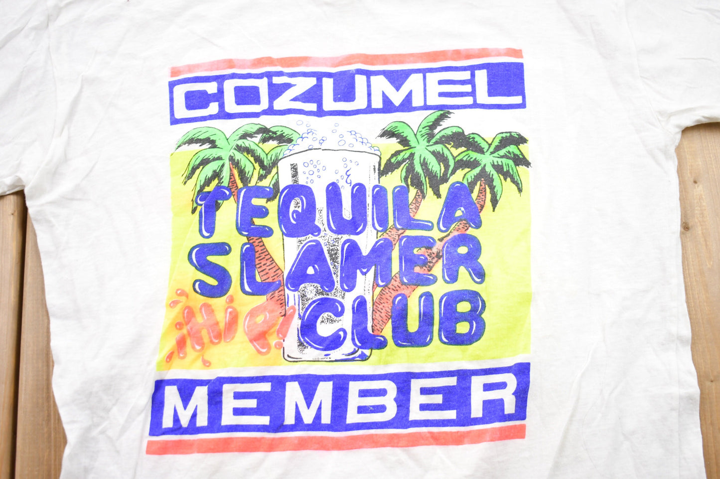 Vintage 1990s Cozumel Mexico Tequila Slamer Club Member Graphic T-Shirt / Graphic / Streetwear / Retro Style / Single Stitch