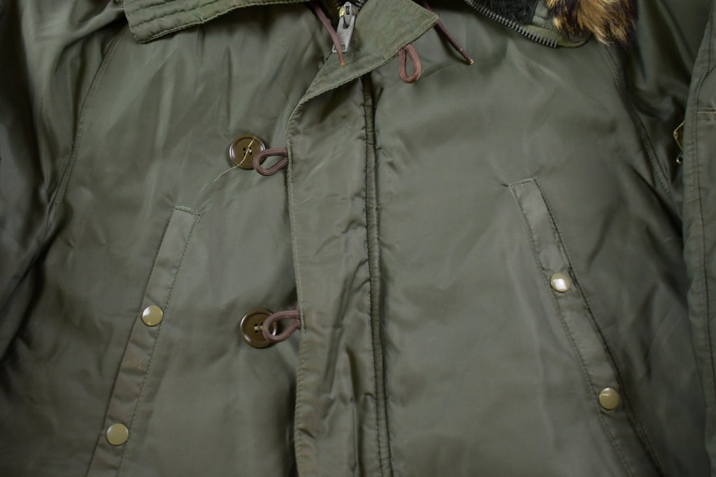 Vintage 1970s Full Length Fur Hooded Puffer Jacket