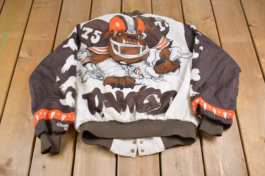 Vintage 1990s Cleveland Browns NFL Chalkline Bomber Jacket / Athleisure / Streetwear / Athletic Sportswear/ Made In USA / All Over Print