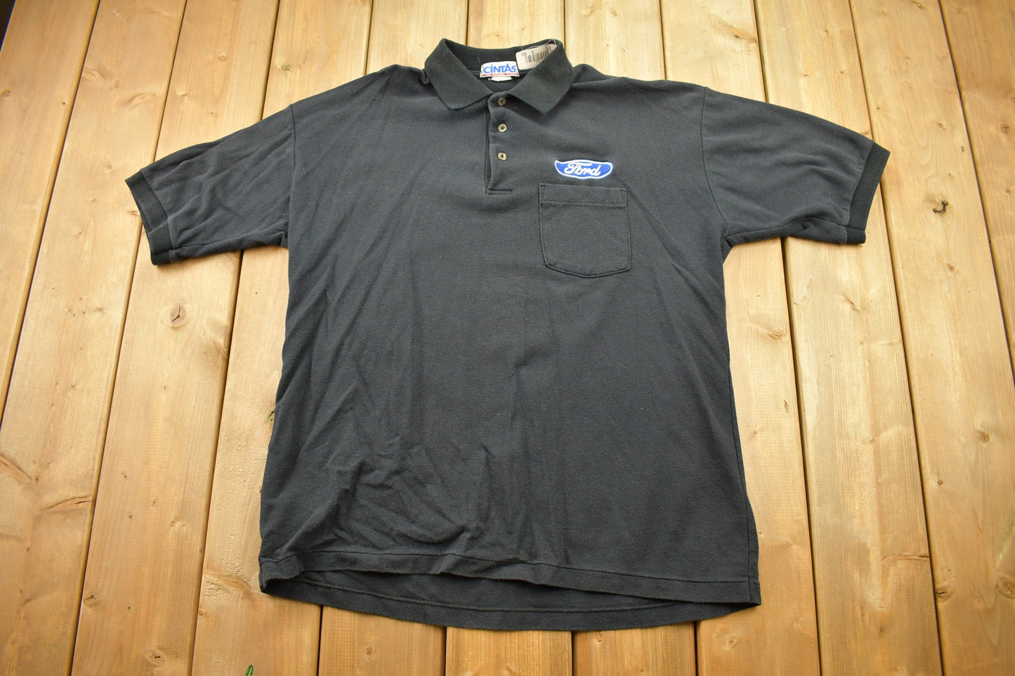 Vintage 1990s Ford Motors Automotive Polo T-Shirt / Quarter Button Up / 90s Casual Sportswear / Golf Shirt / Formal Wear / Cintas