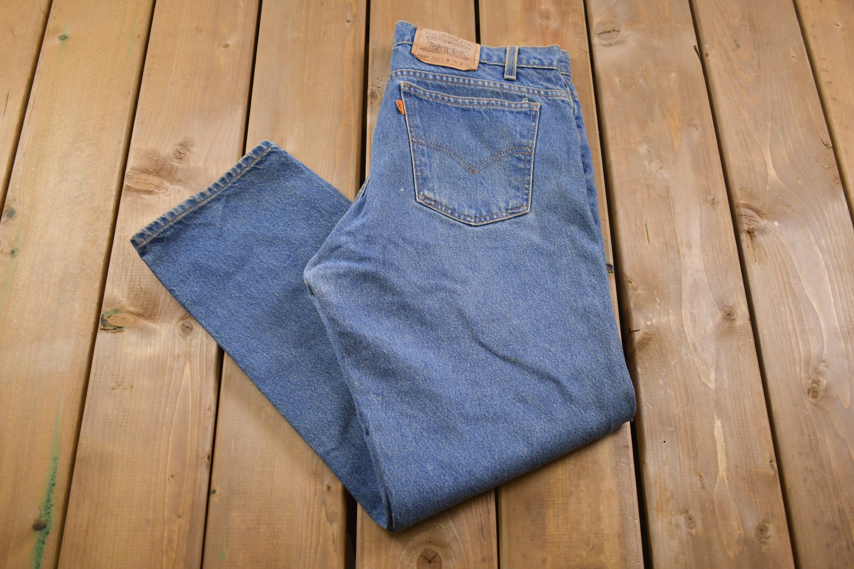 Vintage 1970s Levi's 505 Orange Tab Jeans Size 34 x 29