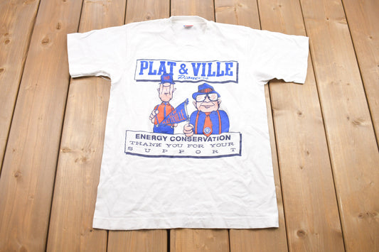 Vintage 1990s Plat & Ville Graphic T Shirt / Vintage T Shirt / Streetwear / Graphic Tee / Single Stitch / Made In USA