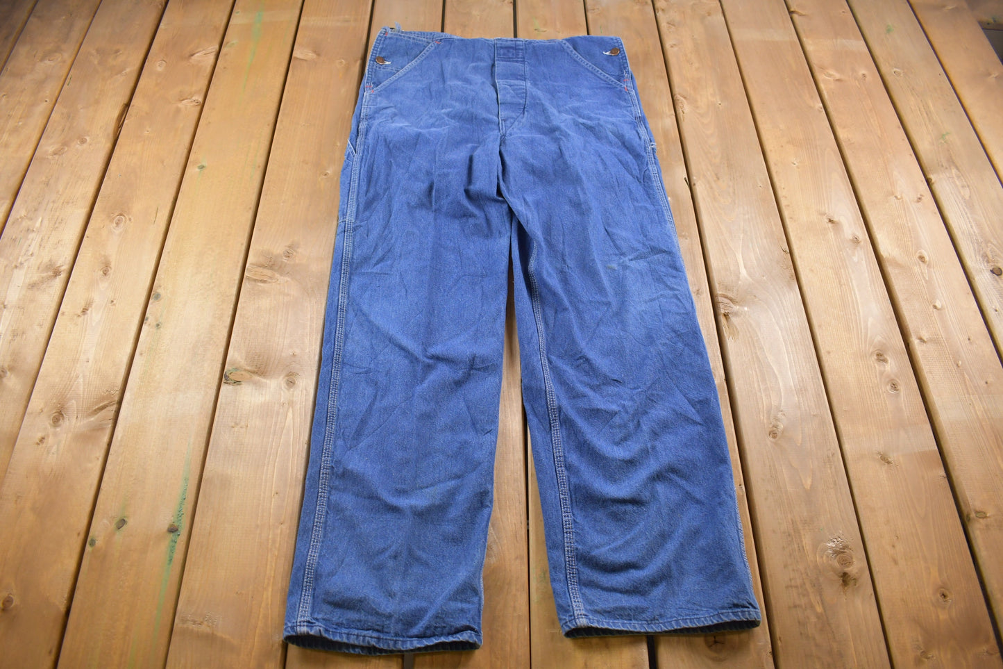 Vintage 1990s Sears Blue Denim Jean Overalls Size 34 x 32