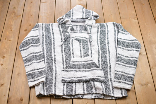 Vintage 1990s Earth Rug Knitted Sweater / Vintage 90s Poncho / Pattern Sweater / Outdoor / Hand Knit / Pullover Sweatshirt