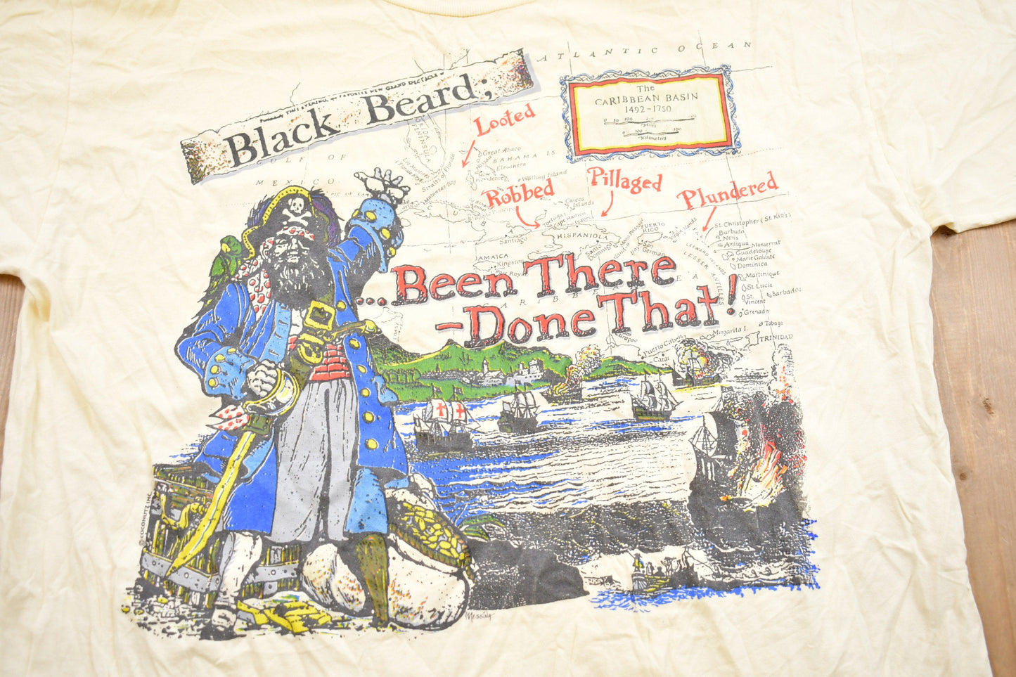 Vintage 1990s Black Bear Pirate Graphic T-Shirt / Graphic / 80s / 90s / Streetwear / Retro Style / Been There Done That / Made In USA