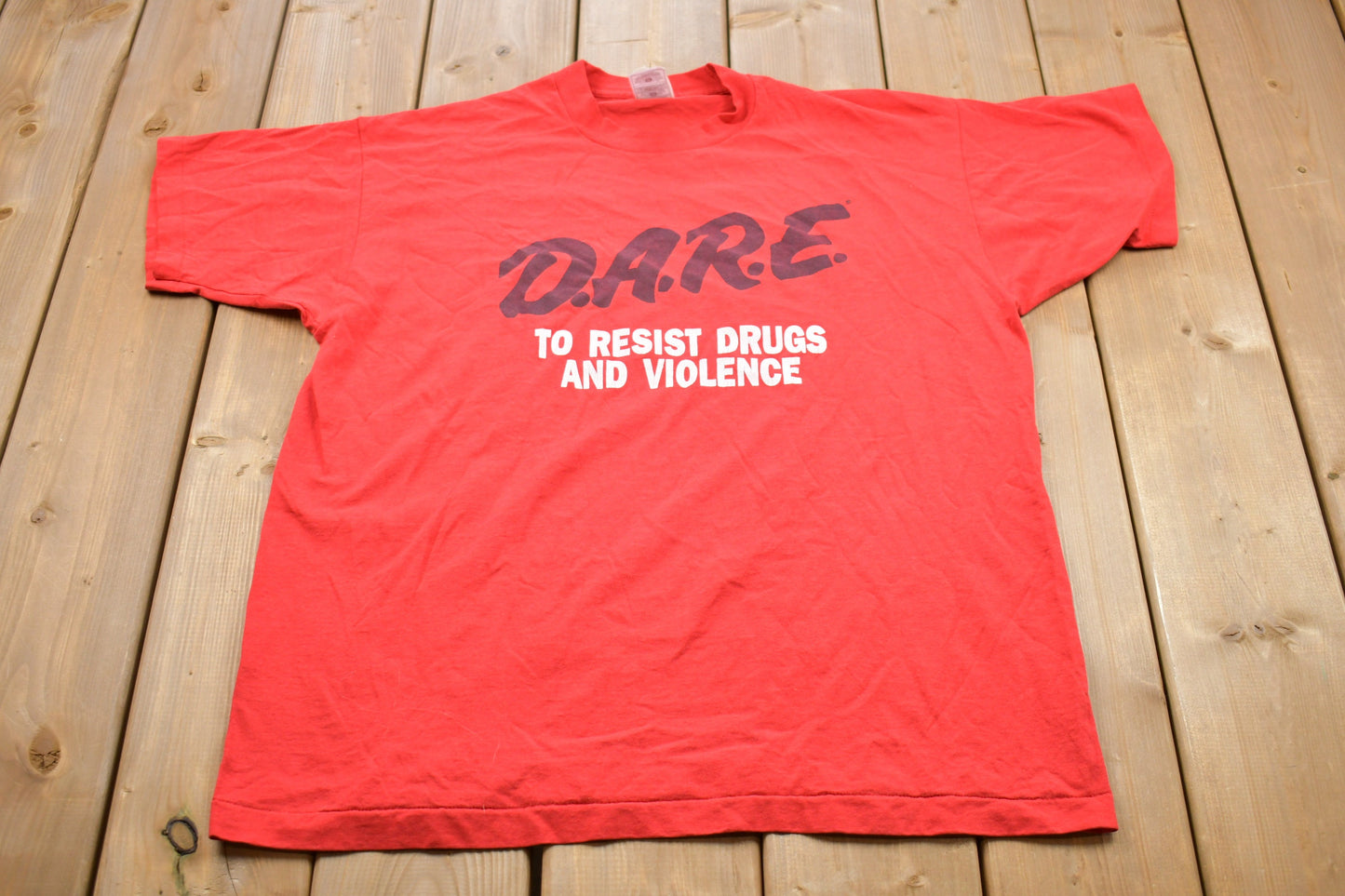 Vintage 1990s DARE Graphic T-Shirt / Graphic / Resist Drugs And Violence / Streetwear / Retro Style / Single Stitch / Made In USA