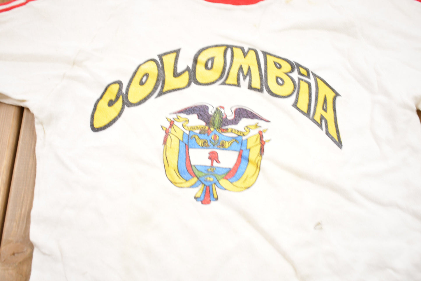 Vintage 1980s Columbia Graphic Ringer T-Shirt /  80s / 90s / Streetwear Fashion / Made In USA / Vacation Tee / Travel & Tourism / Columbia