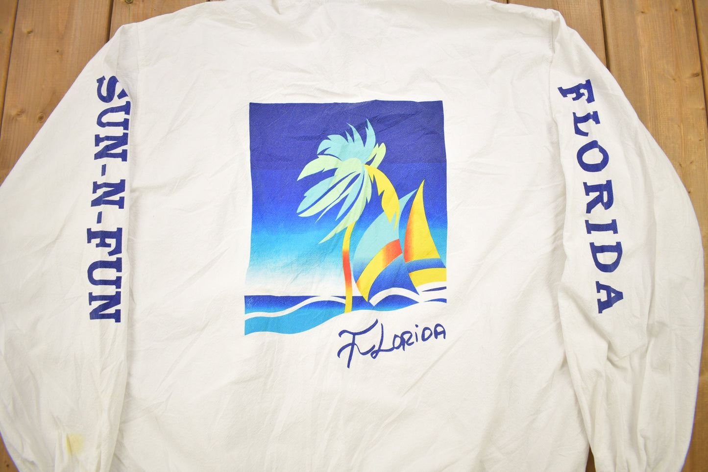 Vintage 1990s Florida Sun-Fun Zip Up Light Weight Sweatshirt / 90s Vacation / Souvenir Sweater / Streetwear / Travel And Vacation