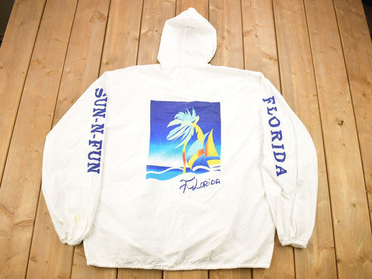 Vintage 1990s Florida Sun-Fun Zip Up Light Weight Sweatshirt / 90s Vacation / Souvenir Sweater / Streetwear / Travel And Vacation