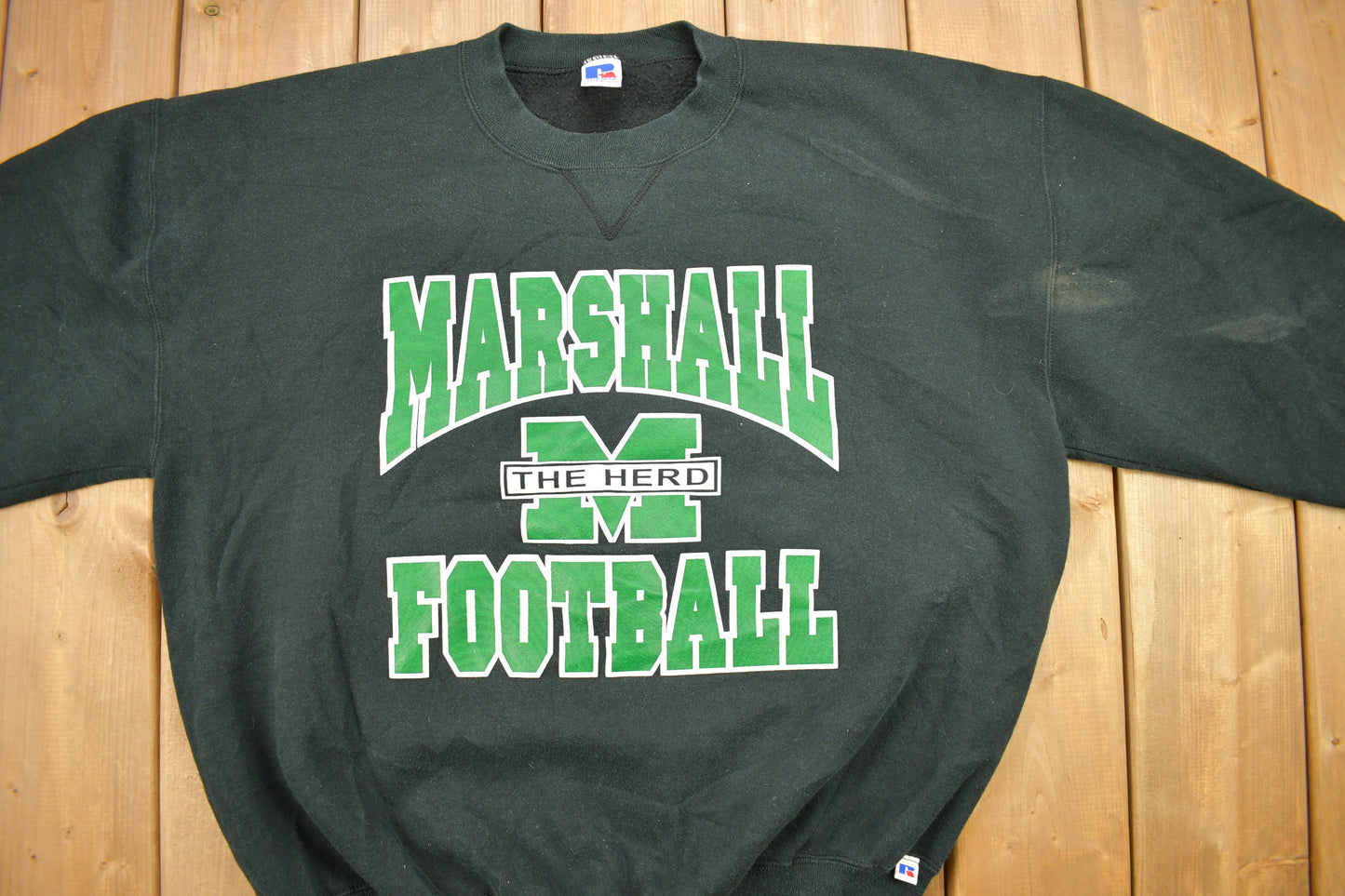 Vintage 1990s Marshall University Thundering Herd Collegiate Crewneck / Russell Athletics / NCAA Sweatshirt / Sportswear / Made In USA