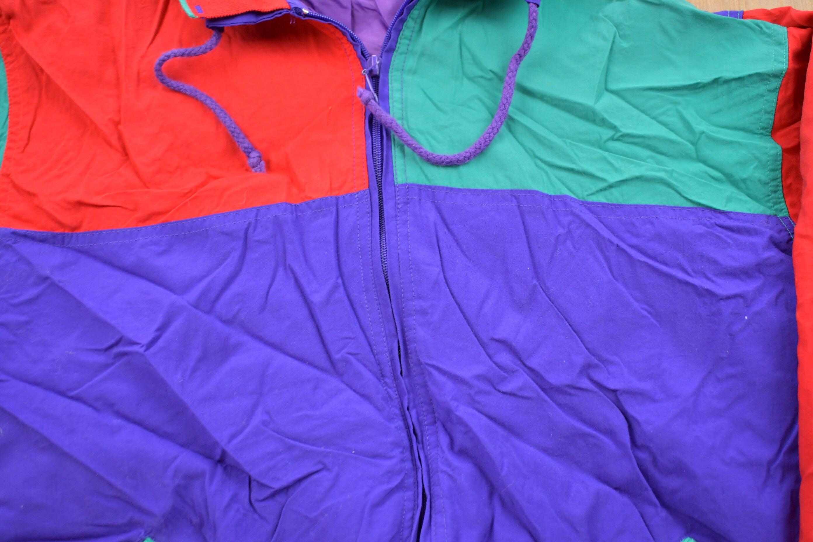 Vintage 1980s Blast Color Block Full Zip Windbreaker Jacket