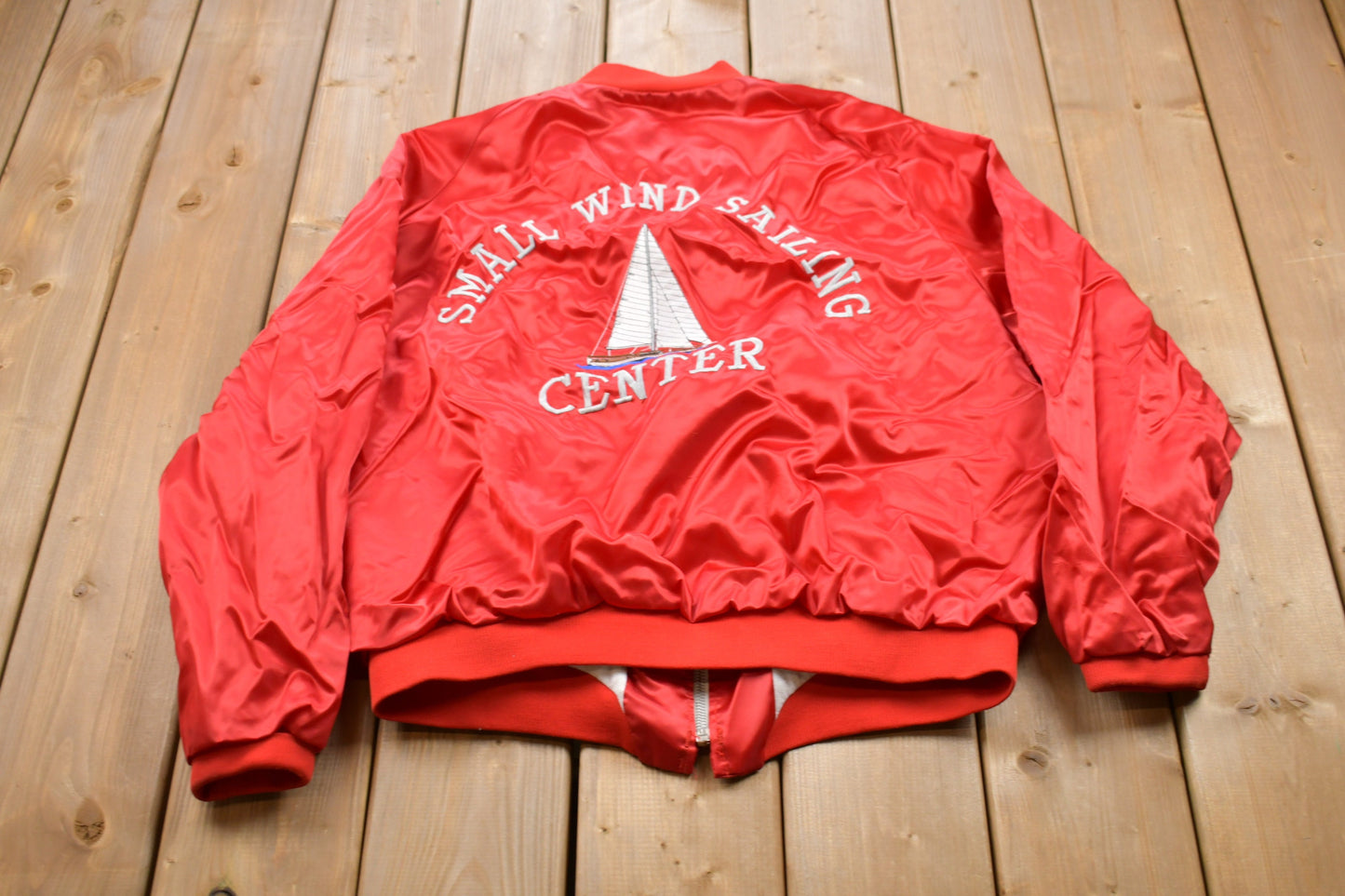 Vintage 1990s Sailing Centre Satin Bomber Jacket / Athleisure / Streetwear / Athletic Sportswear / Streetwear / Made In USA