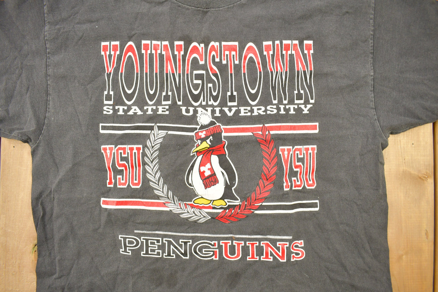 Vintage 1990s Youngstown State University Penguins Collegiate T-Shirt / YSU / NCAA Tee / Sportswear / Single Stitch / Made In USA