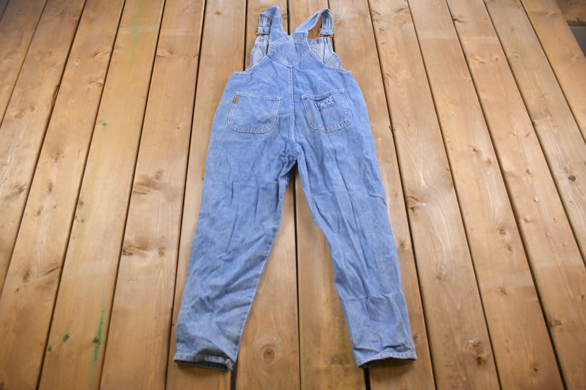 Vintage 1990s D'Mode Girls Cute Pig Denim Jean Overalls Size 30 Waist 24 Inch Inseam