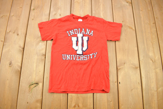 Vintage 1990s Indiana University Collegiate Youth Sizes T-Shirt / NCAA Tee / Americana / Sportswear / Logo 7 / Baby Tee / Made In USA