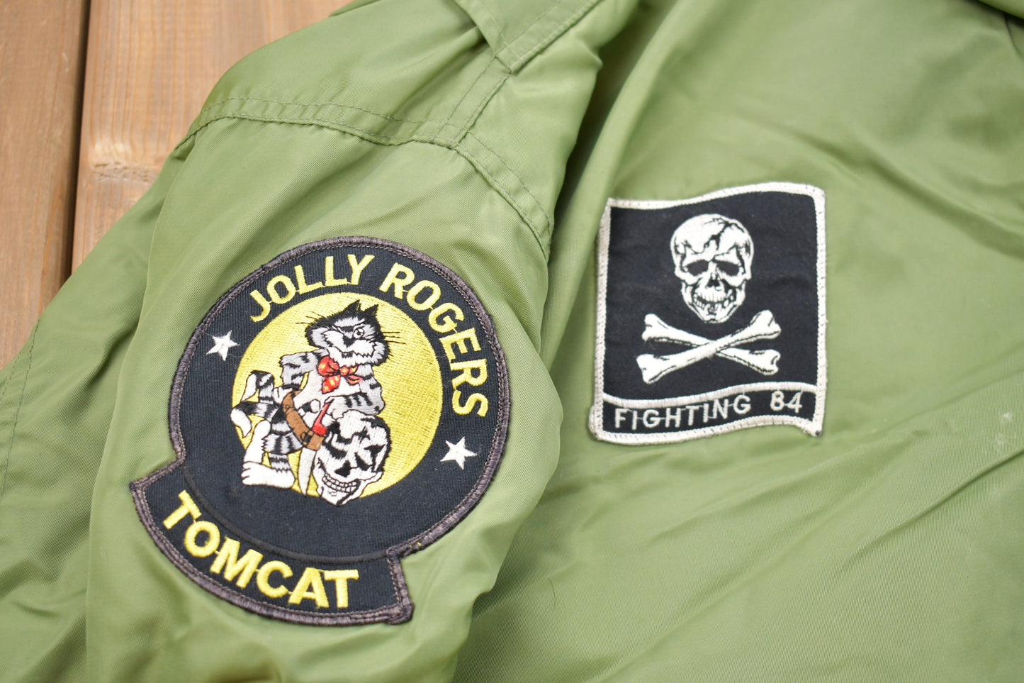 Vintage 1984 Military Jolly Roger Tomcat Jacket / Button Up Jacket / US Army Green / Vintage Army / Streetwear Fashion / Army Jacket