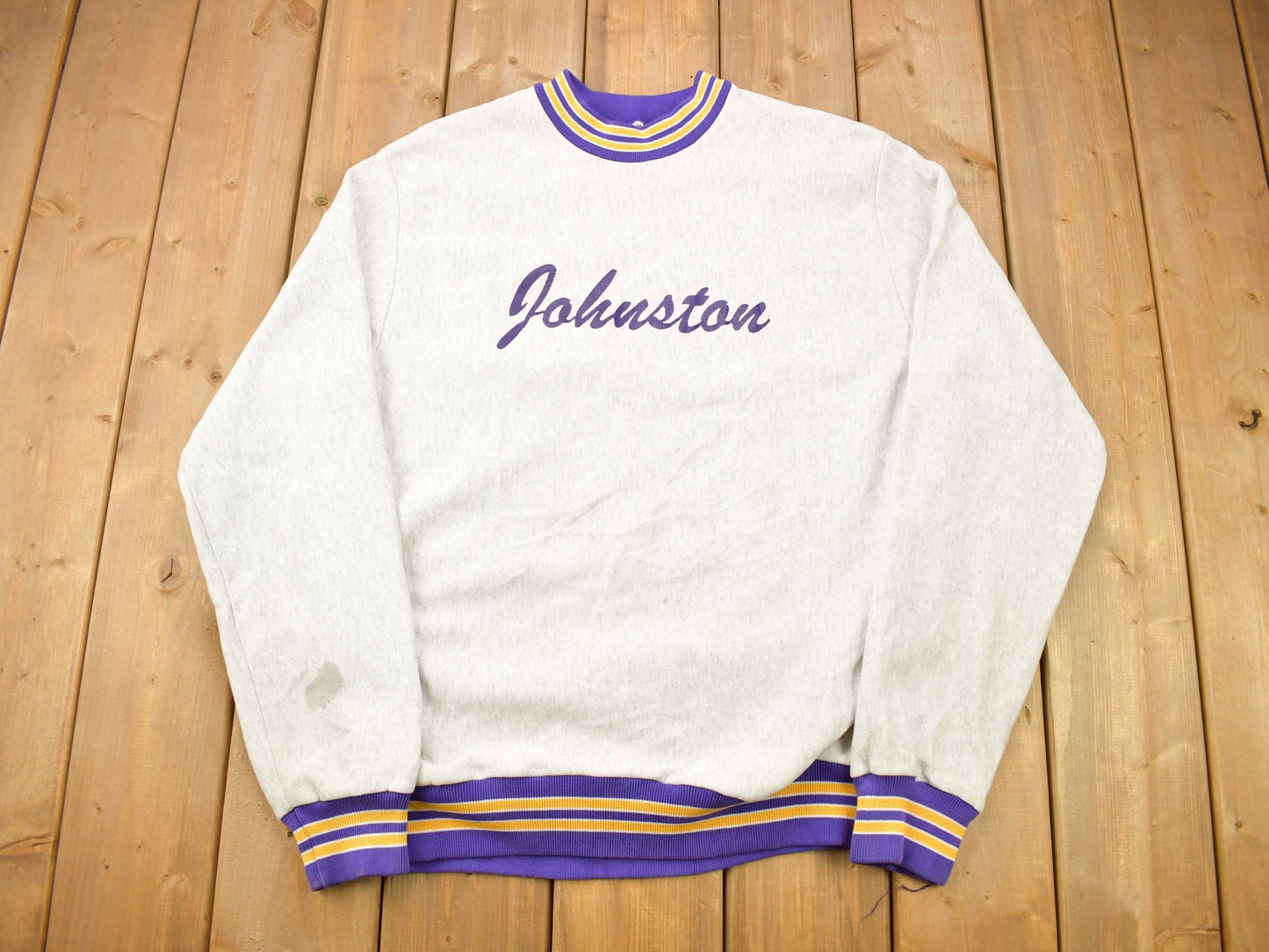 Vintage 1990s Johnston Heavy Weight Crewneck Sweatshirt / 90s Crewneck / Made In USA / Ribbed Sweater / Streetwear / Pioneer Sports INC