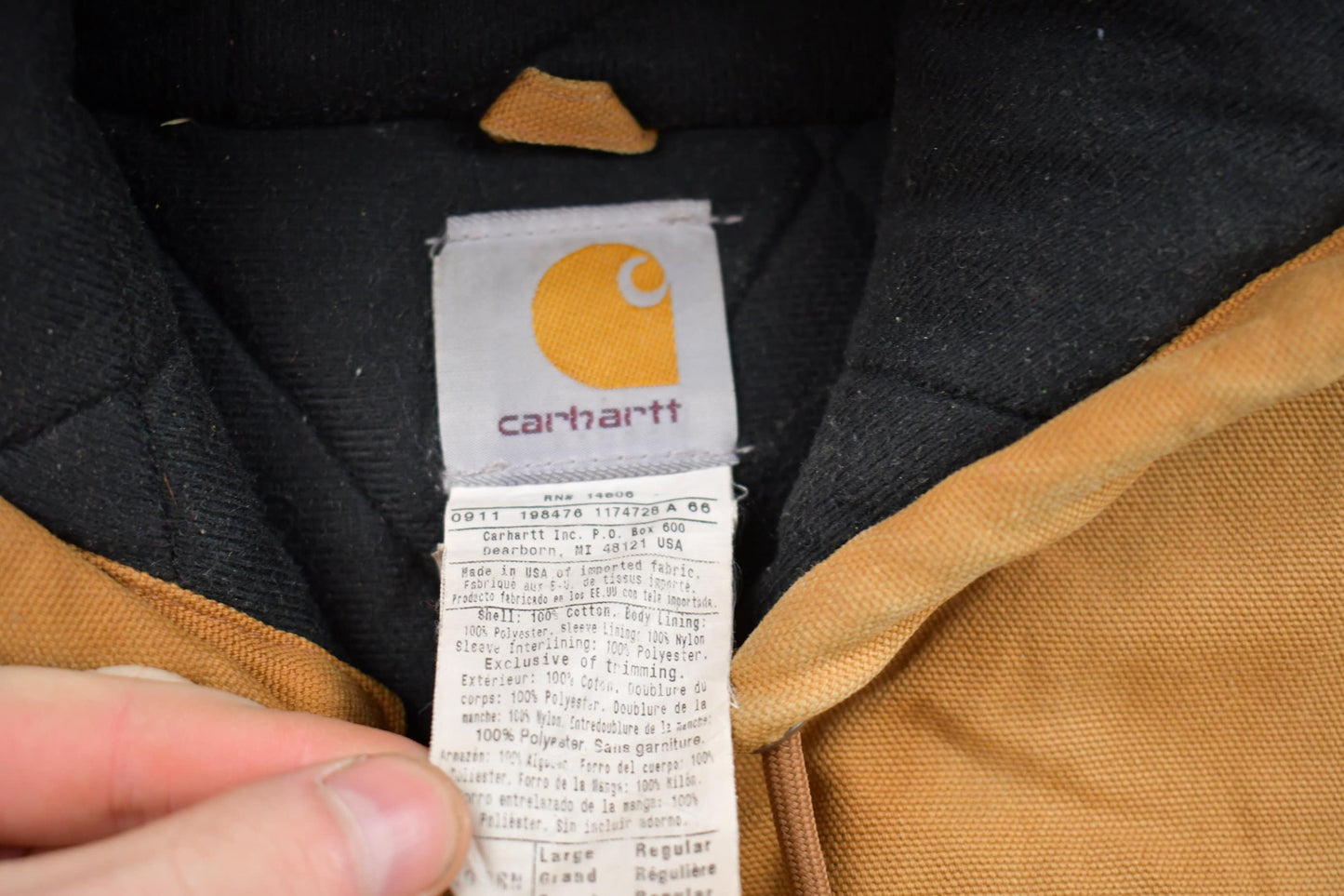 Vintage 1990s Carhartt Hooded Jacket / Workwear / Streetwear / Made In USA / 90s / Fleece Lined Jacket / Distressed Carhartt / Union Made