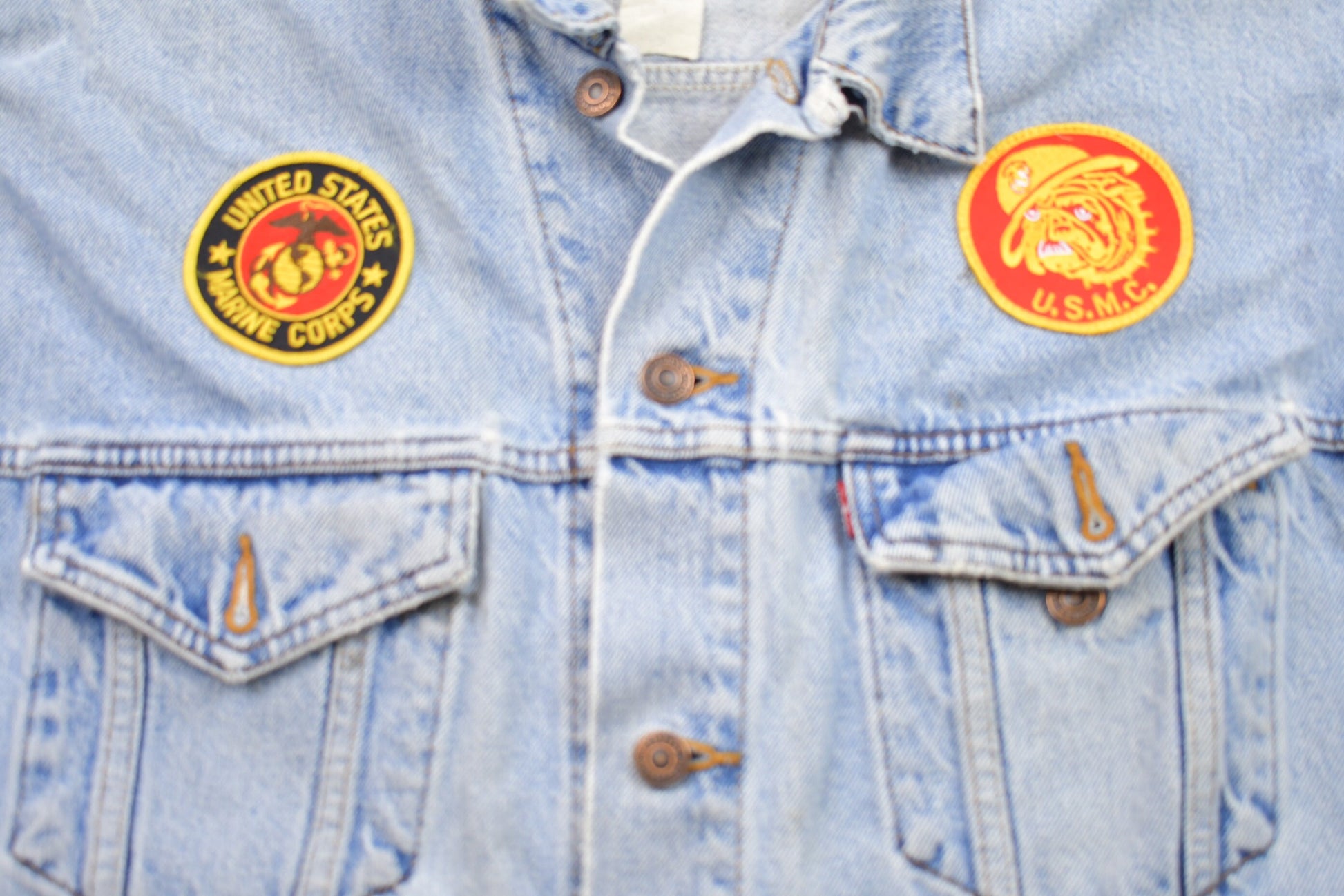 Vintage 1990s Levi's USMC Army Denim Jean Jacket