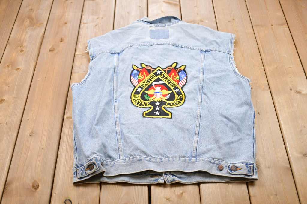 Vintage 1990s Levi's USMC Army Denim Jean Jacket