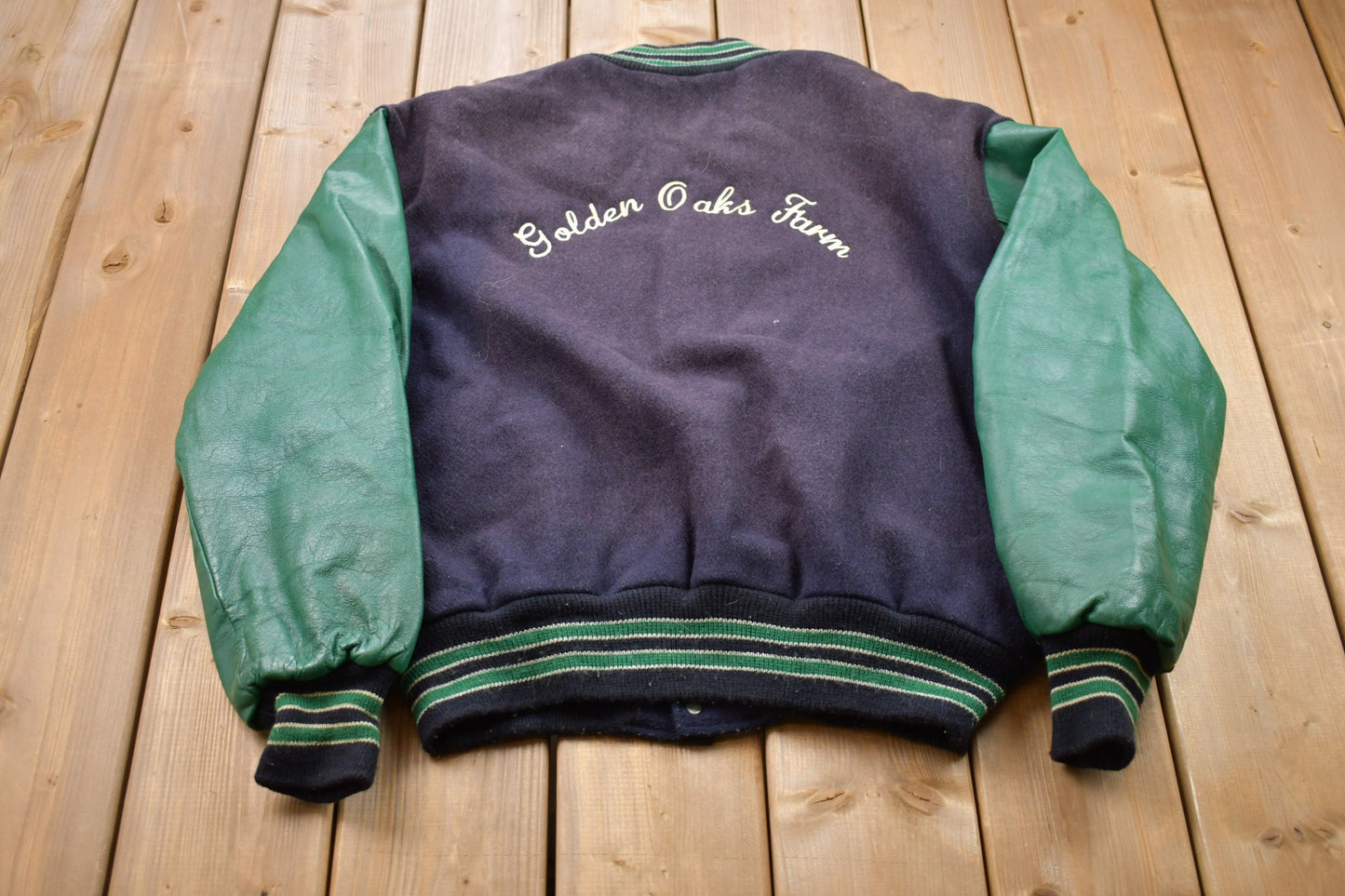 Vintage 1990s Delong Golden Oaks Farm Wool Bomber Jacket / Wool Jacket  / Vintage 90s Jacket / Outdoor / Made In USA