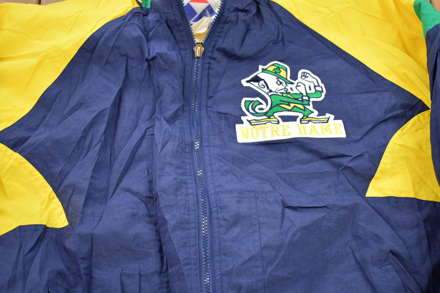 Vintage 1990s Apex One University of Notre Dame Fighting Irish Collegiate Windbreaker Jacket / Embroidered / Varsity Jacket / Sportswear