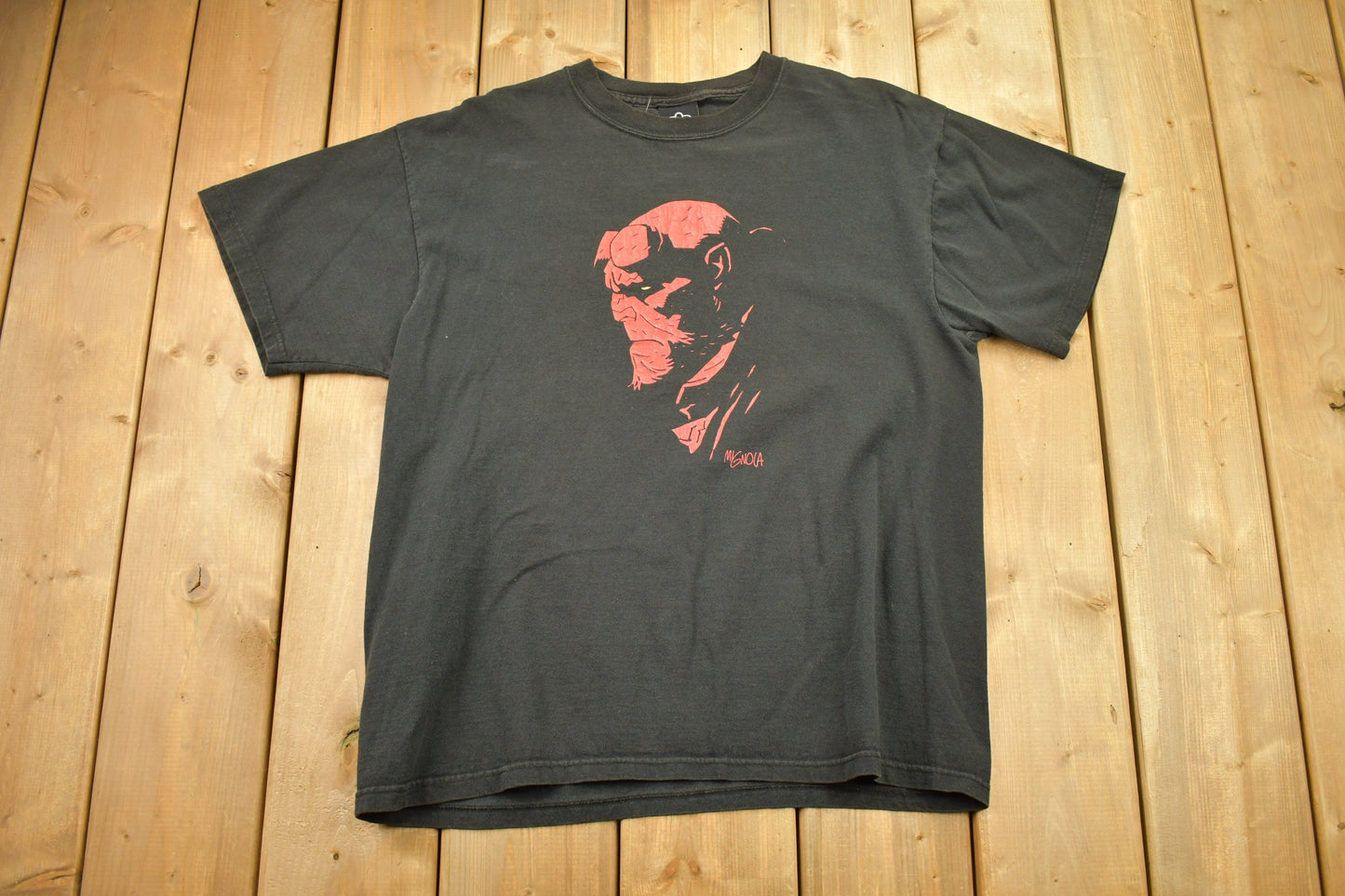 Vintage 1990s Hellboy Graphic T-Shirt / Hell Boy Tee / Superhero Graphic / Comic Book Character / Movie Film Print / 90s