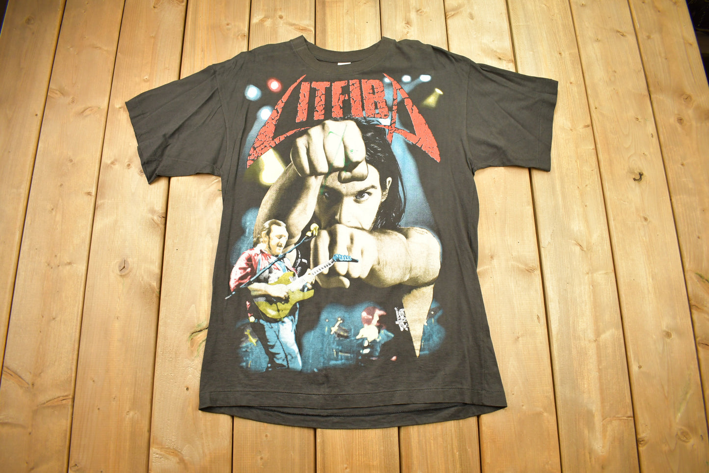 Vintage 1990s Litfiba Graphic Band T Shirt / 1990s Concert Tour Tee / Terremoto / Rock Music / Made In USA / Single Stitch