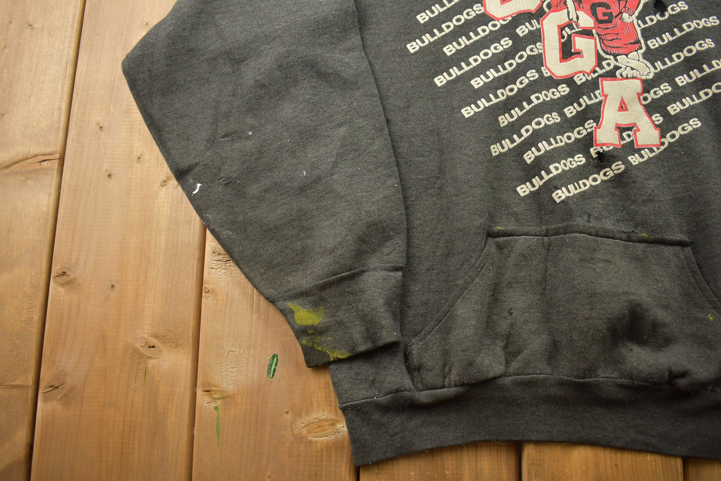 Vintage 1980s University of Georgia Bulldogs Collegiate Hoodie / Very Distressed / Made in USA / NCAA Sweatshirt / Sportswear / Americana