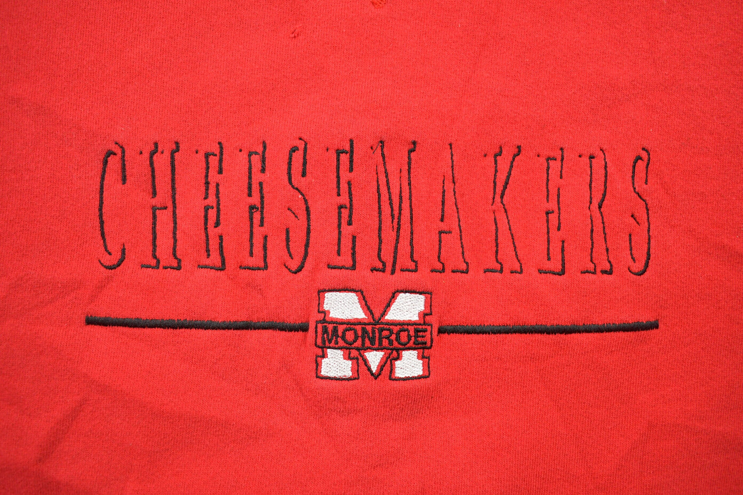 Vintage 1990s Monroe Cheesemakers Collegiate Crewneck / Made in USA / Embroidered / NCAA Sweatshirt / Sportswear / Americana