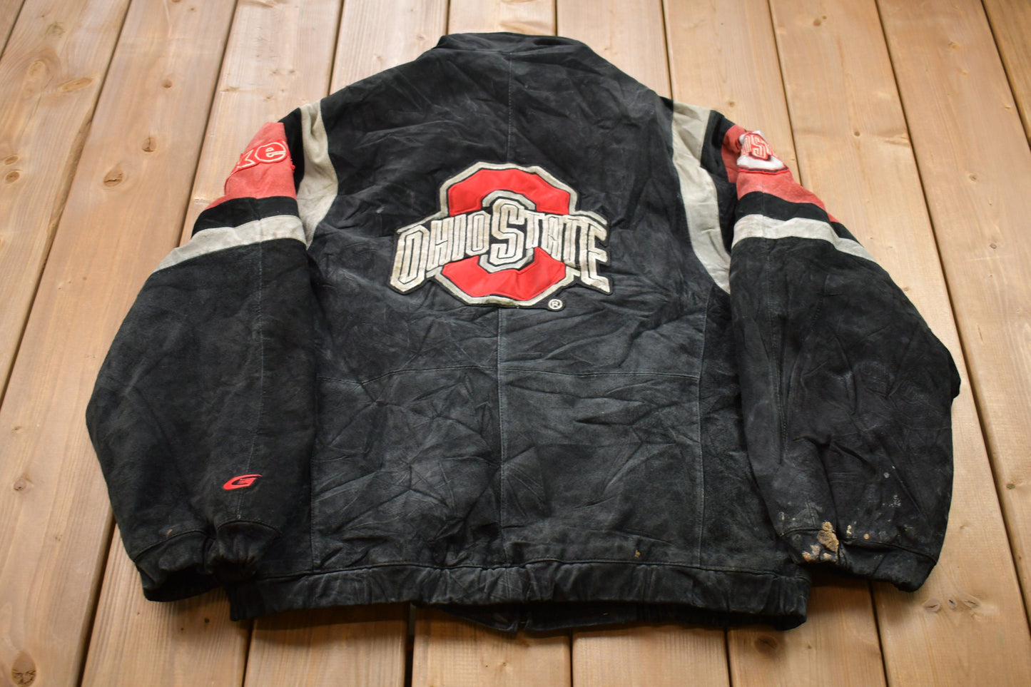 Vintage 1990s University of Ohio State Buckeyes Collegiate Leather Jacket / Embroidered / Varsity Jacket / Sportswear / Americana