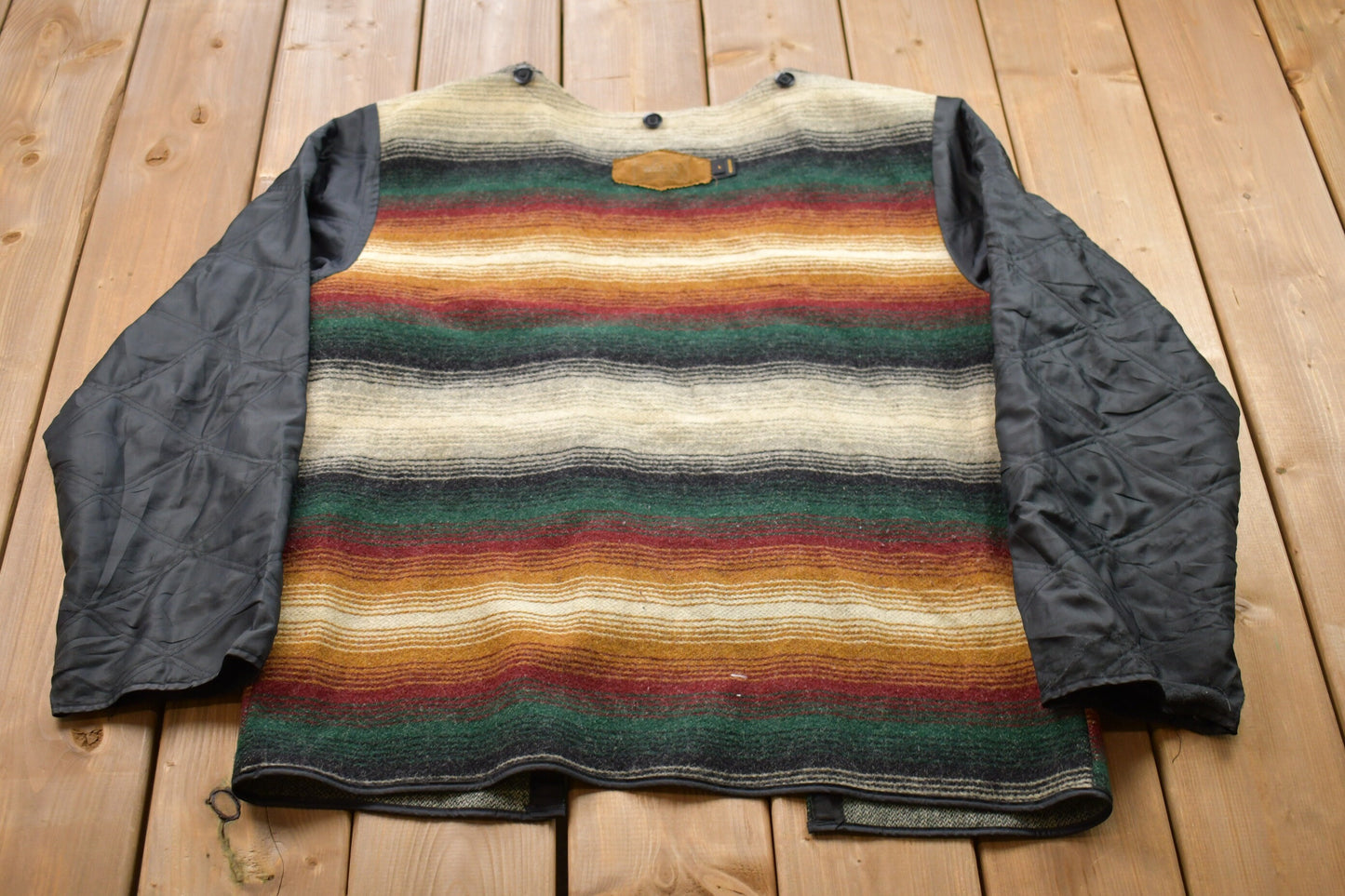 Vintage 1990s Woolrich Striped 100% Wool Liner Jacket / Wool Jacket  / Vintage 90s Jacket / Outdoor / Wool Liner