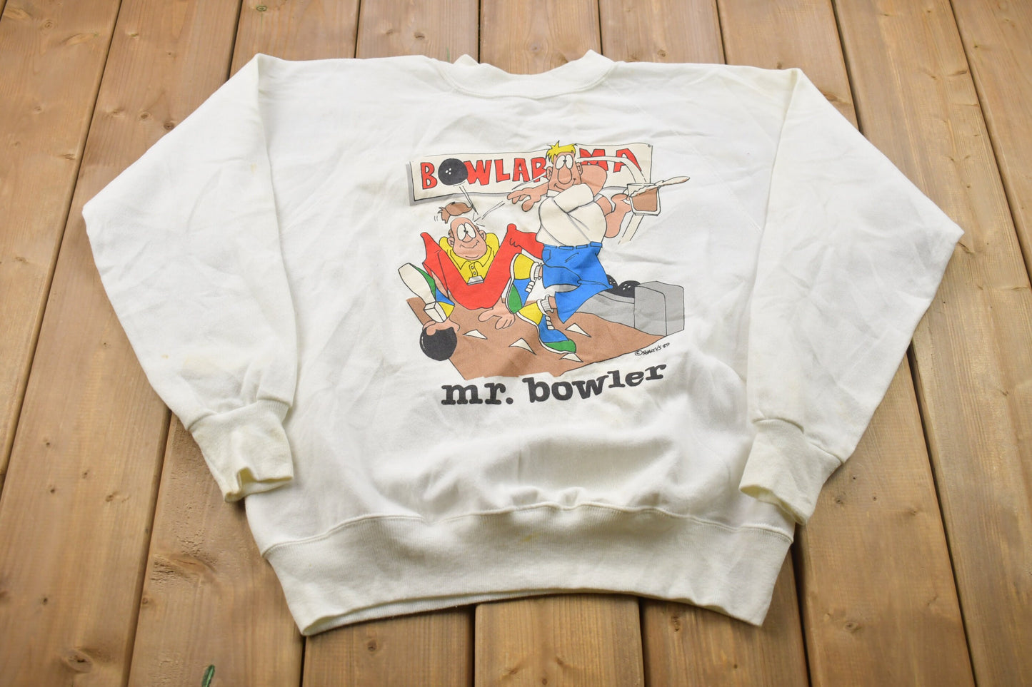 Vintage 1989 Bowlarama Crewneck Sweatshirt / Made in USA / Very Stained / Souvenir / Athleisure / Streetwear / Ultra Sweats / Rare Vintage