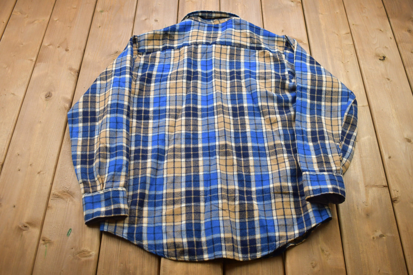 Vintage 1990s Sportswear Lined Plaid Button Up Shirt / 1990s Button Up / Vintage Flannel / Casual Wear / Workwear / Pattern Button Up