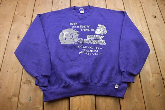 Vintage 1990s Russell Athletic No Mercy Tour Triway Football Crewneck Sweatshirt / Made in USA / Souvenir / Athleisure / Rare Vintage