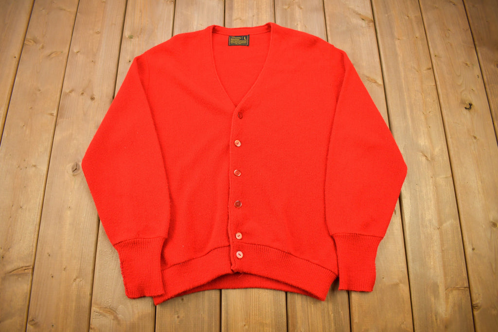 Vintage 1970s JC Penney Red Blank Knitted Cardigan Sweater