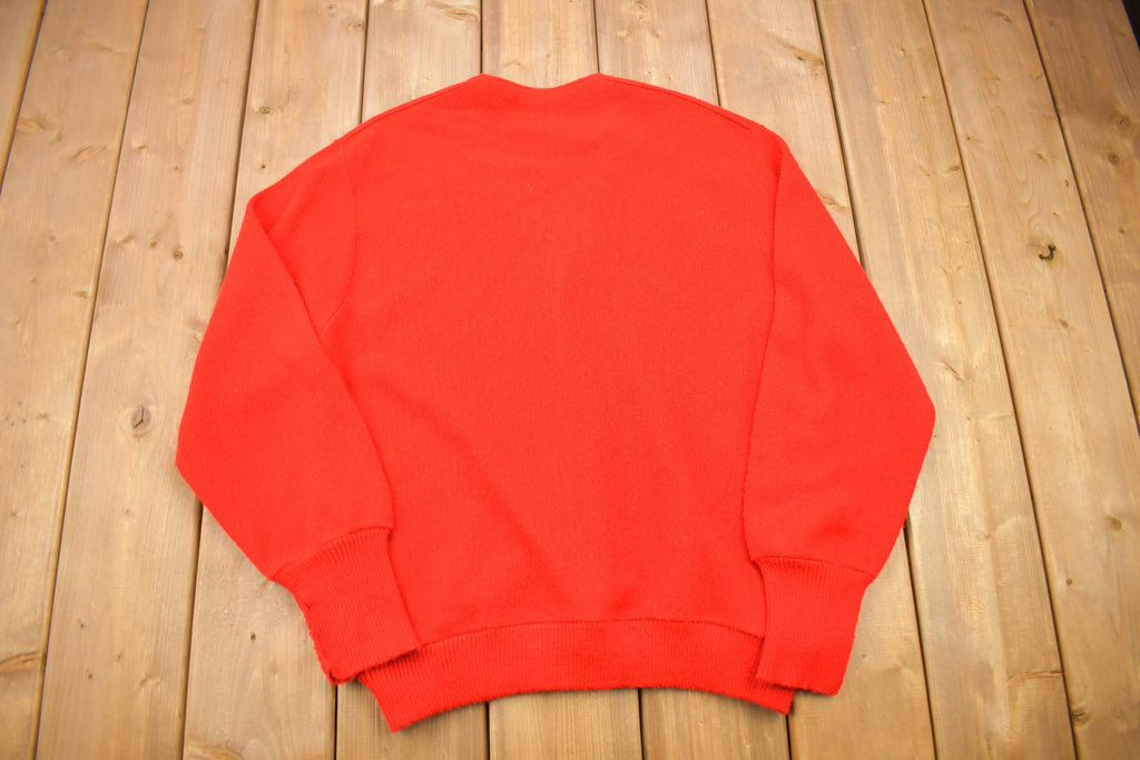 Vintage 1970s JC Penney Red Blank Knitted Cardigan Sweater