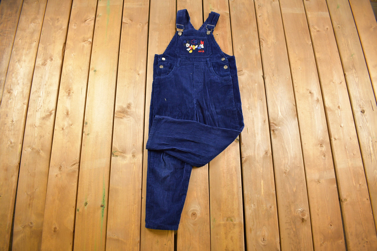 Vintage 1990s Disney Mickey Mouse Corduroy Overall Pants Size 30 x 21 / Streetwear Fashion Bottoms / 80s / 90s / Mickey Mouse / Hearts