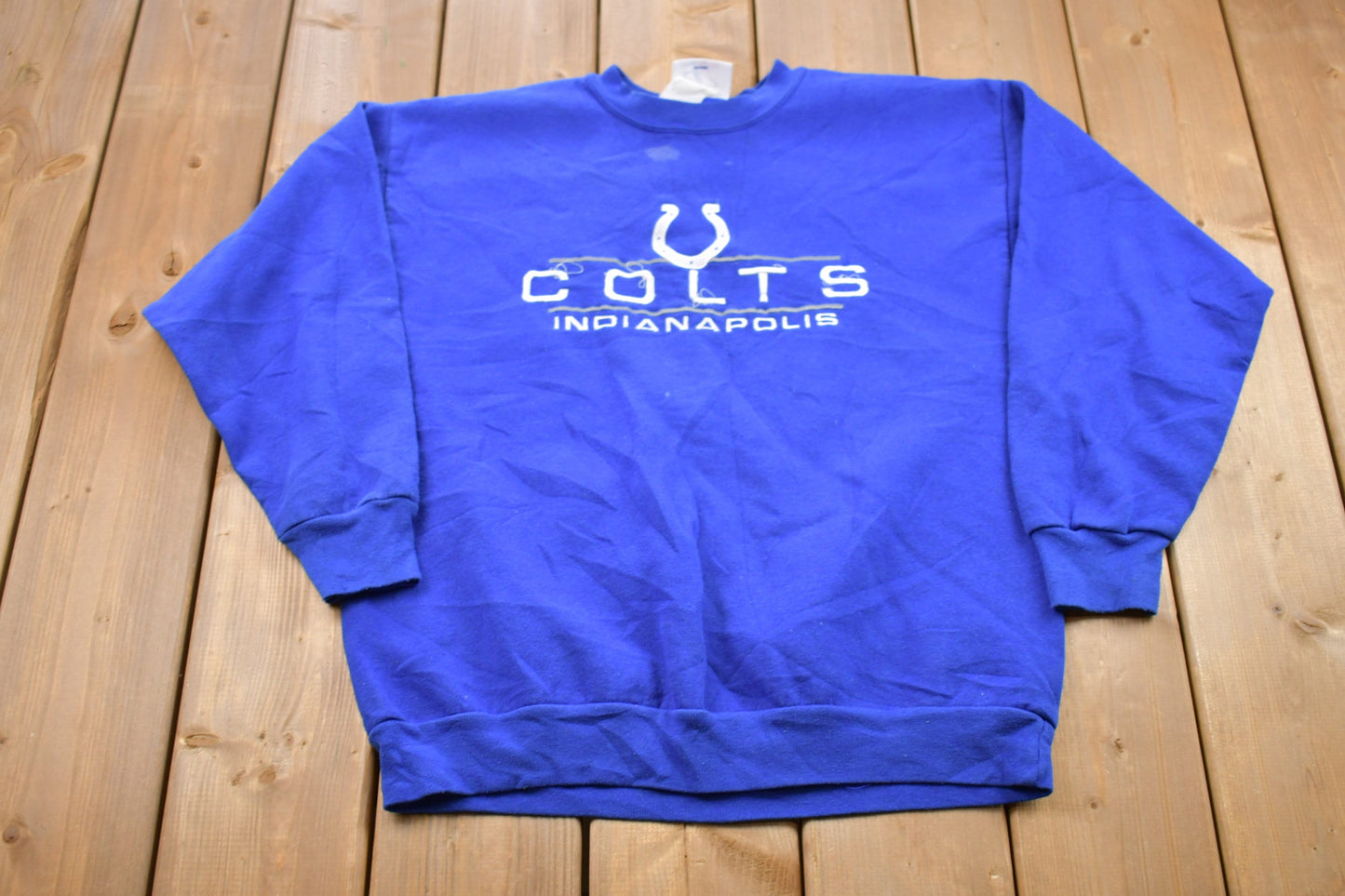 Vintage 1990s Indianapolis Colts NFL Embroidered Logo Athletic Crewneck Sweatshirt / Made In USA / Sportswear / Athleisure / Americana