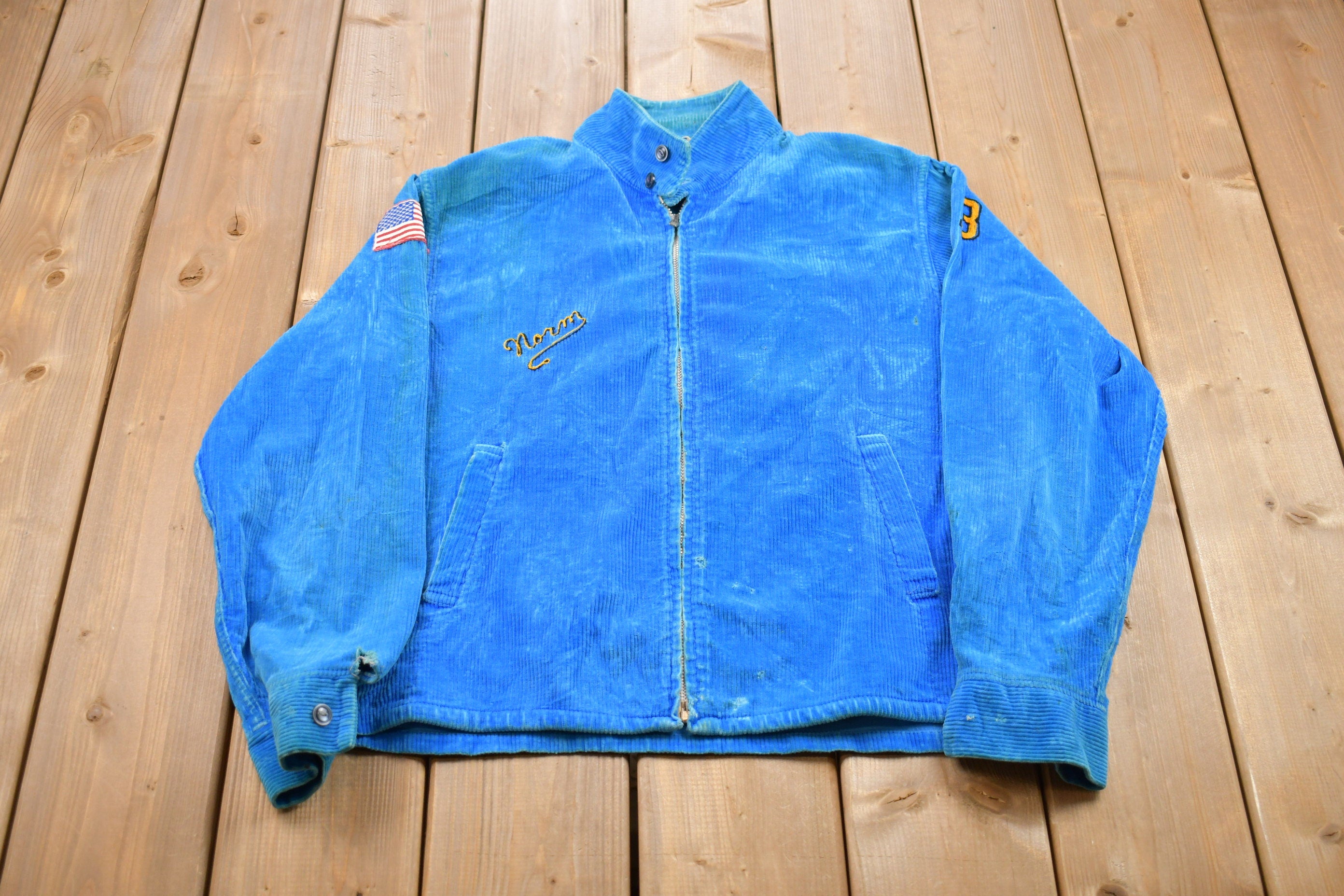 Vintage 1950s Nies Auto Racing Team Corduroy Café Racer Jacket
